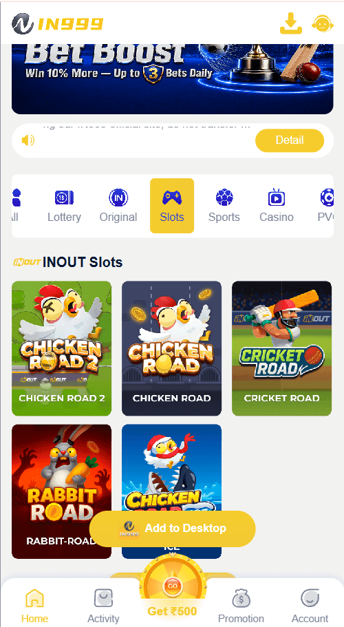 IN999 slots including Cricket Road